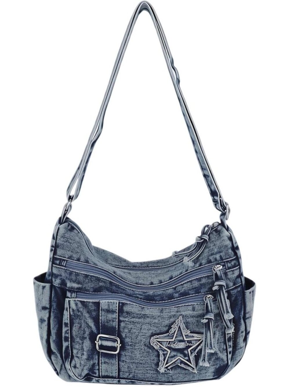 Cute Y2K Denim Crossbody Bag | Vintage Grunge Purse with Multi Pockets
